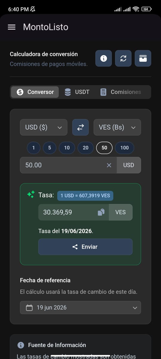 Monto Listo - App que usa MontosVE API